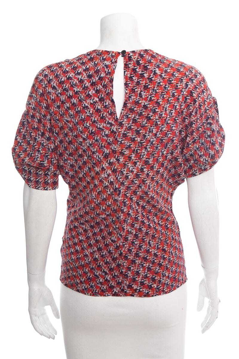 Louis Vuitton Red Printed Short Sleeve Blouse SZ 36 - Image 3