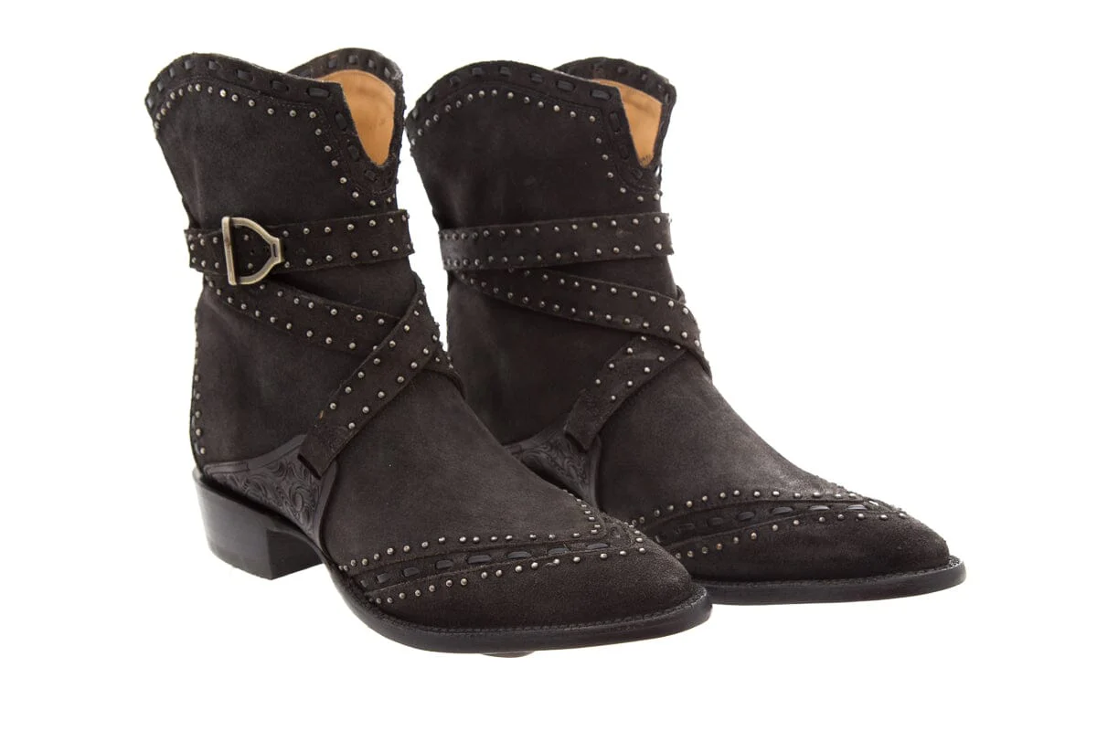 Lucchese Black Silver Studded Boots SZ 10 - Image 3