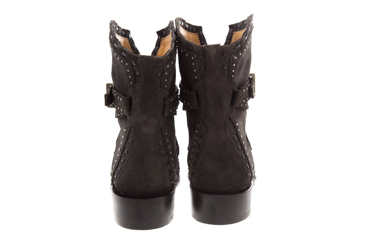 Lucchese Black Silver Studded Boots SZ 10 - Image 4