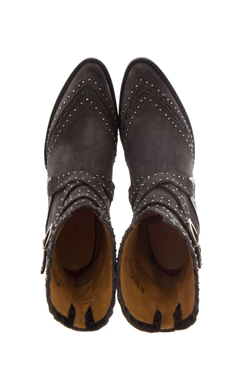Lucchese Black Silver Studded Boots SZ 10 - Image 5