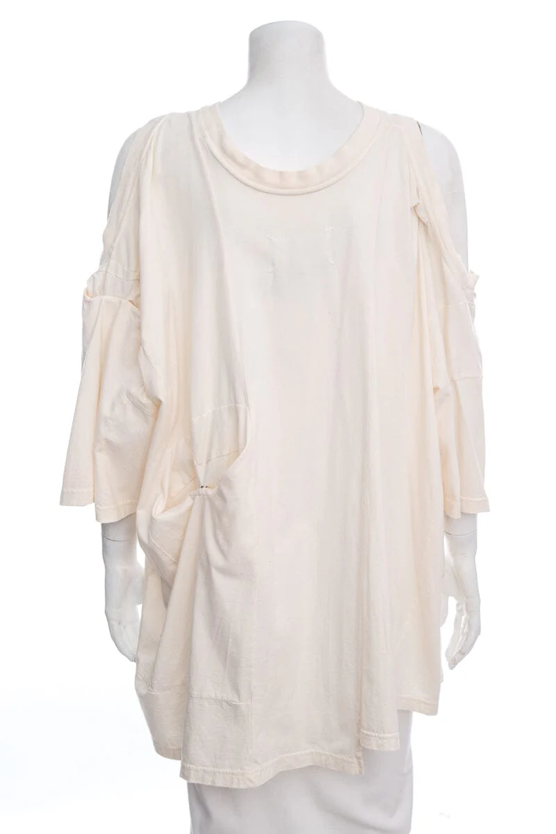 Maison Margiela Cream Cold Shoulder Blouse SZ S - Image 3