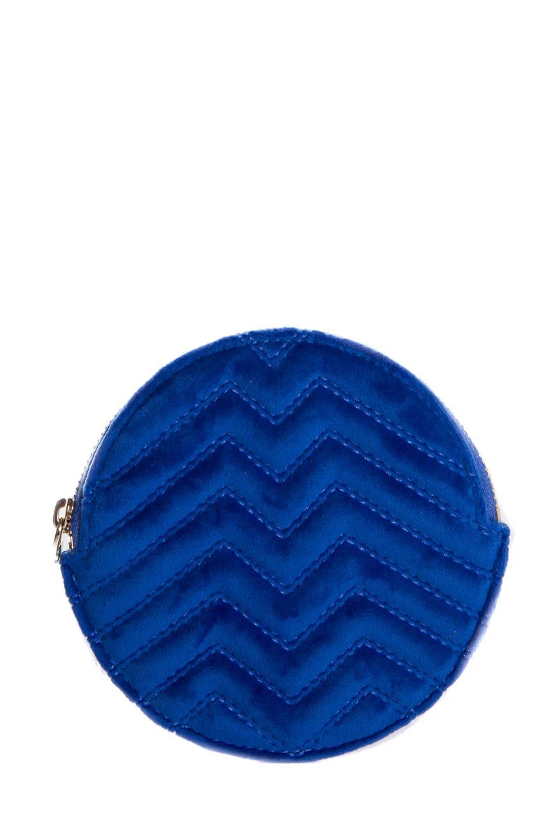 Maje Royal Blue Velvet Quilted Coin Purse