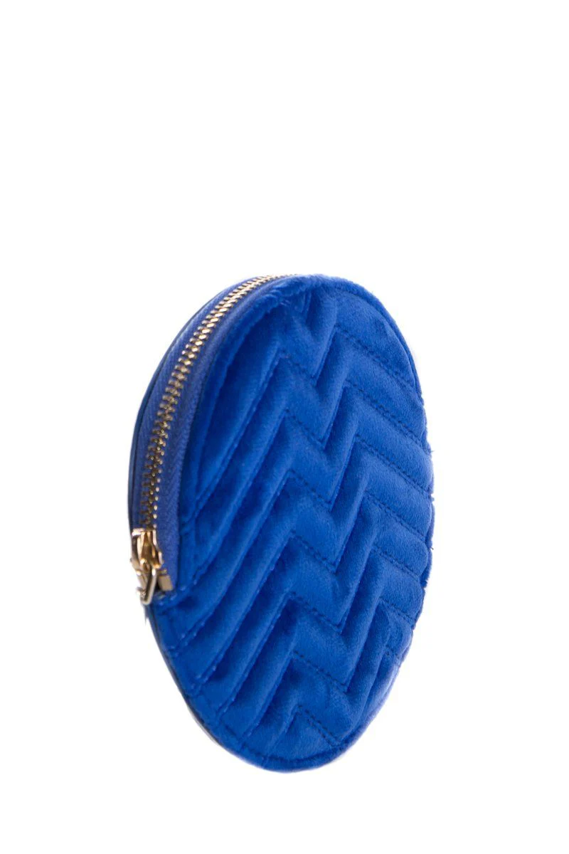 Maje Royal Blue Velvet Quilted Coin Purse - Image 2