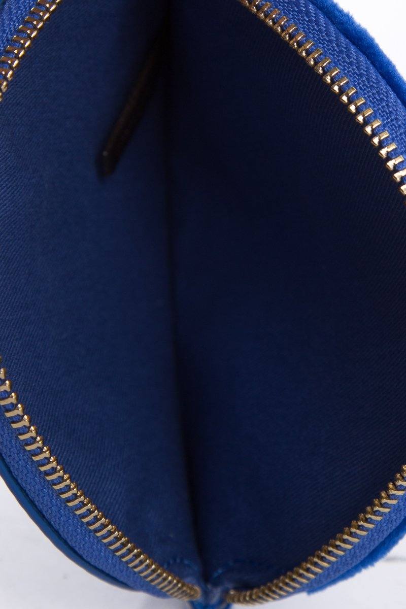 Maje Royal Blue Velvet Quilted Coin Purse - Image 4