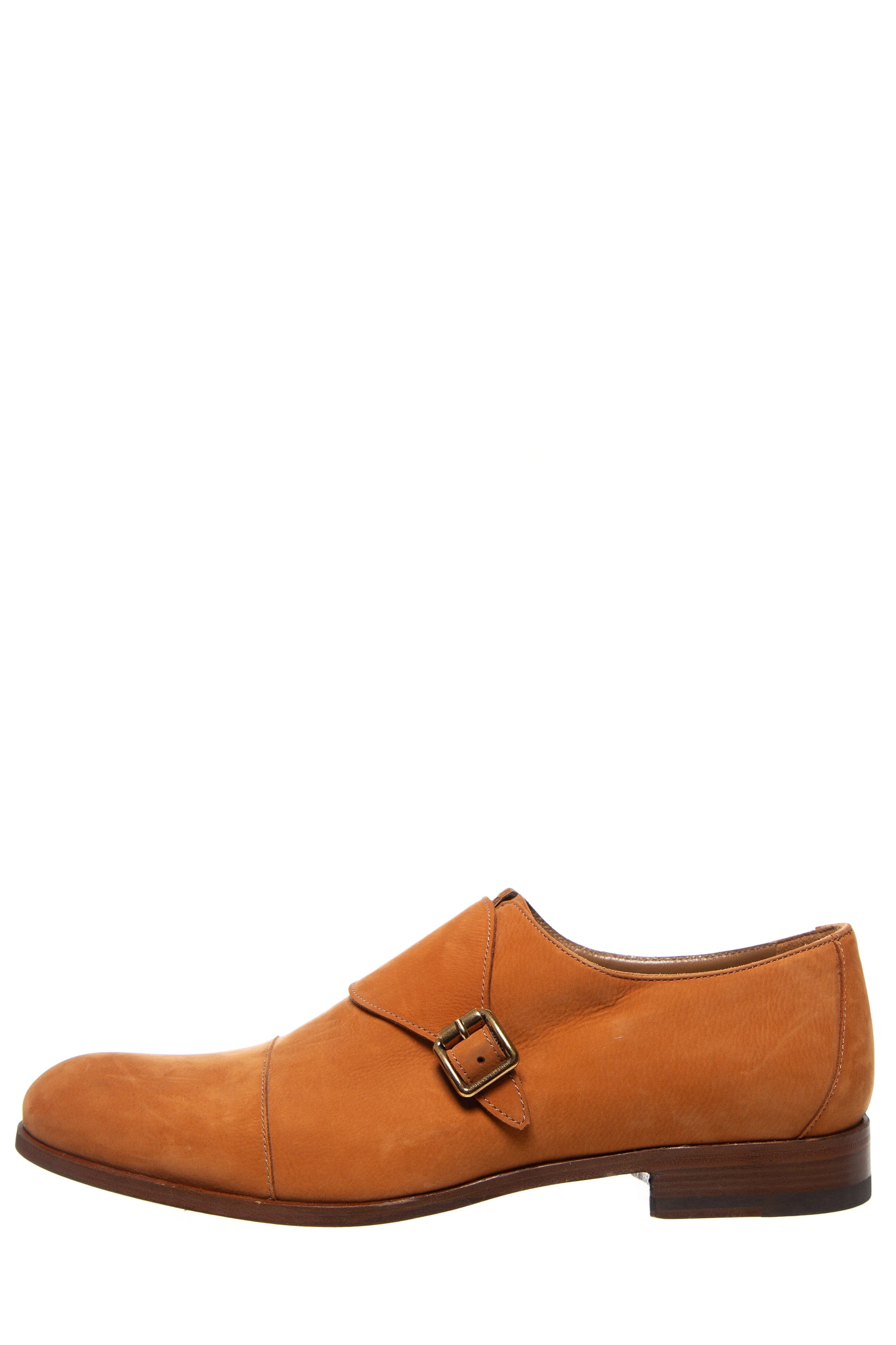 Manolo Blahnik Orange Suede Single Monk Strap Shoes