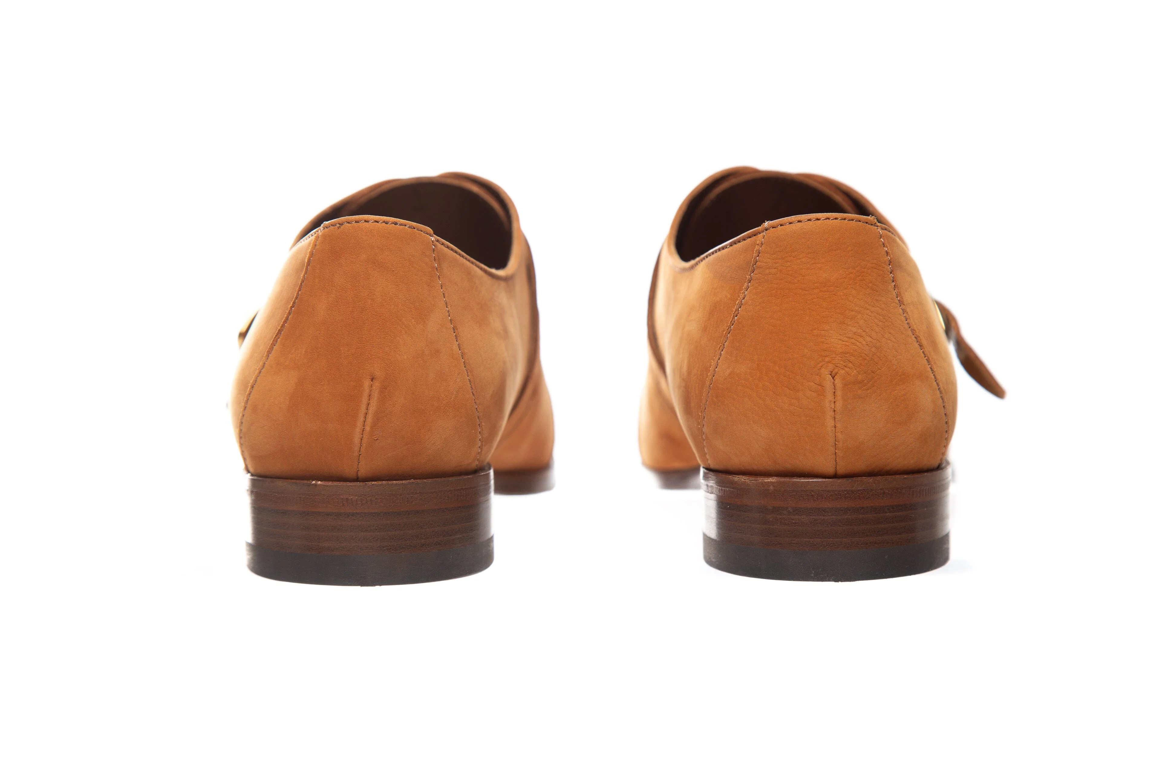 Manolo Blahnik Orange Suede Single Monk Strap Shoes - Image 4
