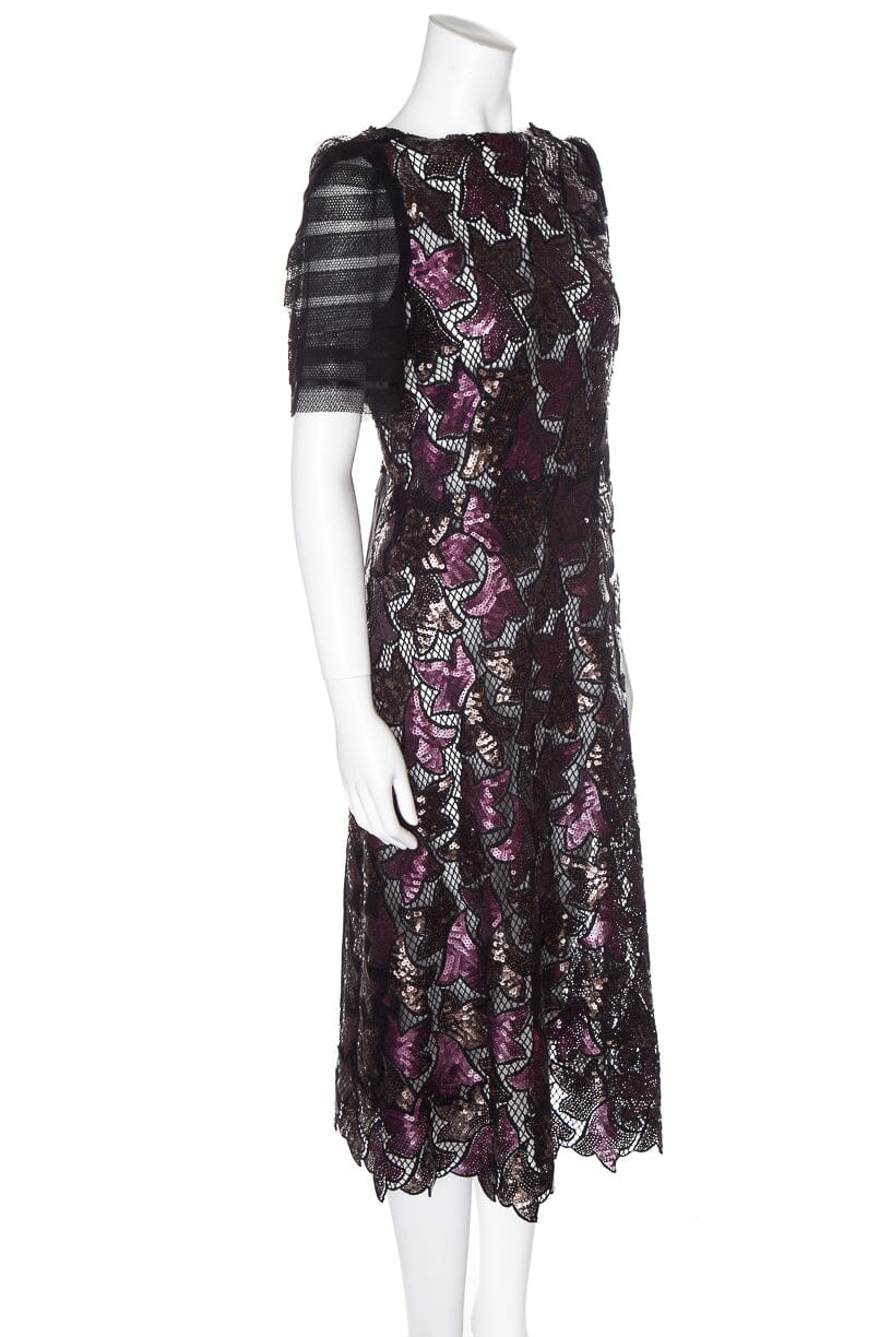 Marc Jacobs Black and Maroon Sequins Dress SZ 6 - Image 2