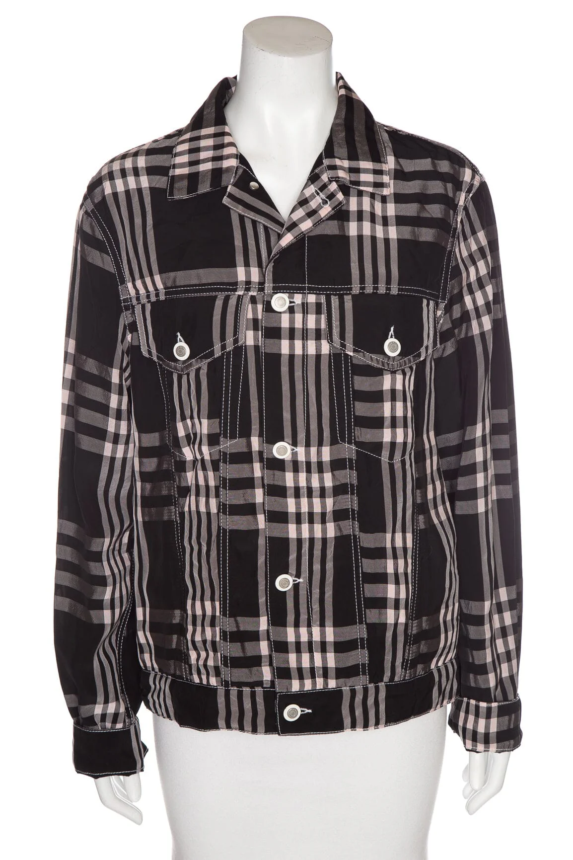 Marni Pink and Black Plaid Button Up Jacket SZ 48