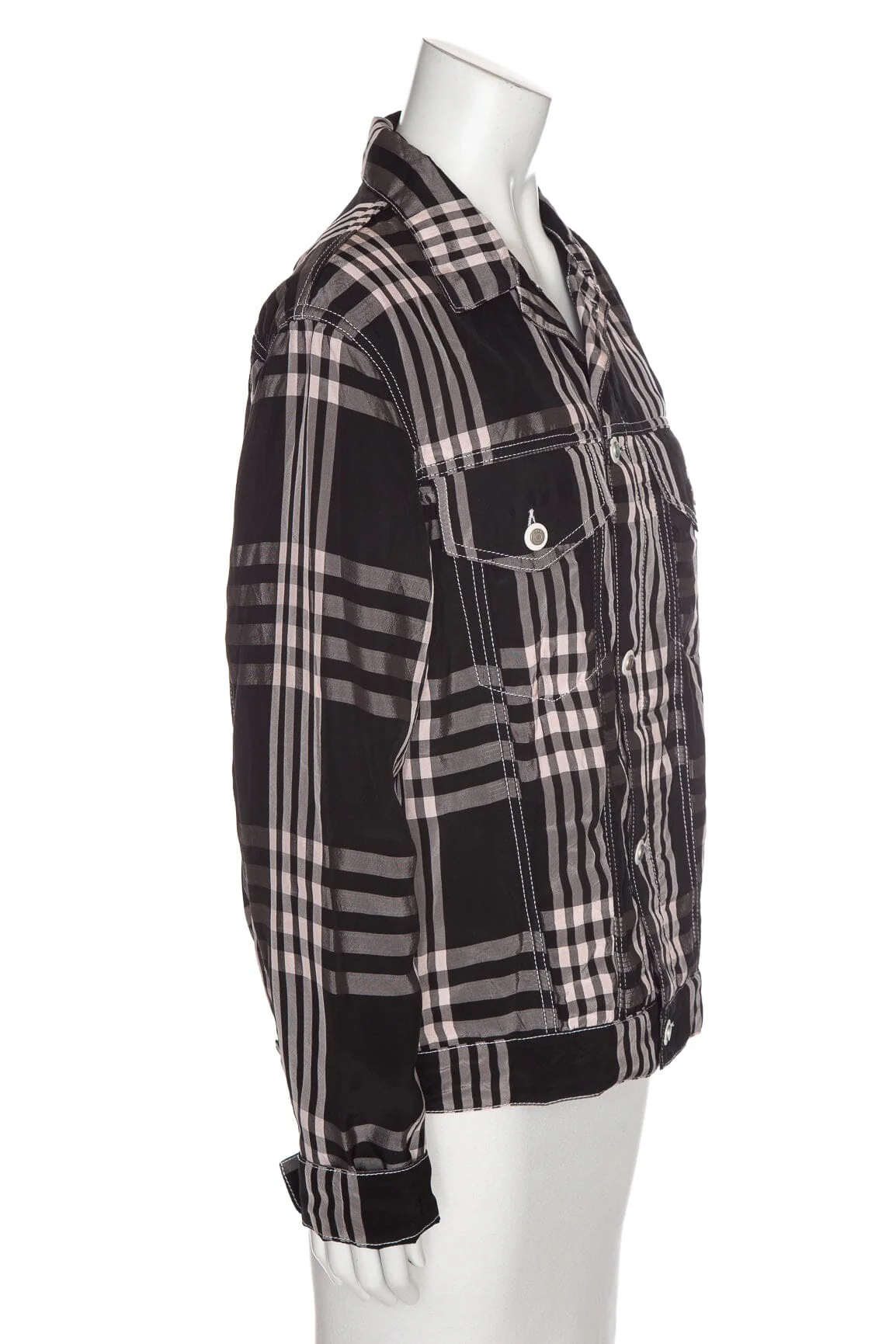 Marni Pink and Black Plaid Button Up Jacket SZ 48 - Image 2