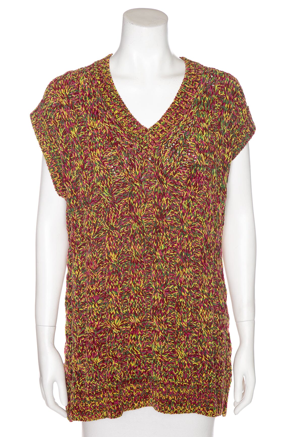 Marni Yellow Multi Marbled Cable Knit Chenille Vest SZ 44