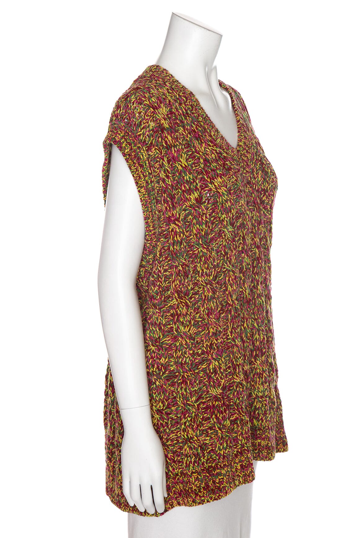 Marni Yellow Multi Marbled Cable Knit Chenille Vest SZ 44 - Image 2