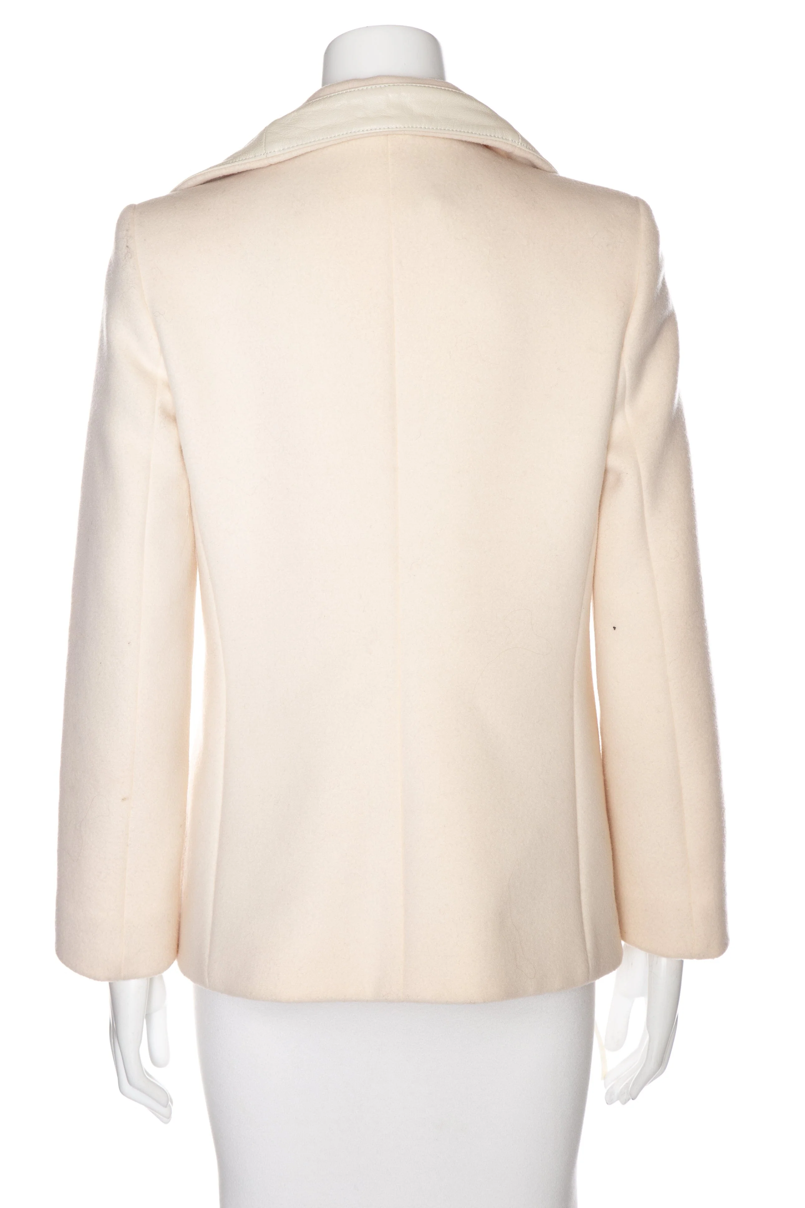 Max Mara Cream Cropped Single Button Coat SZ 6 - Image 3