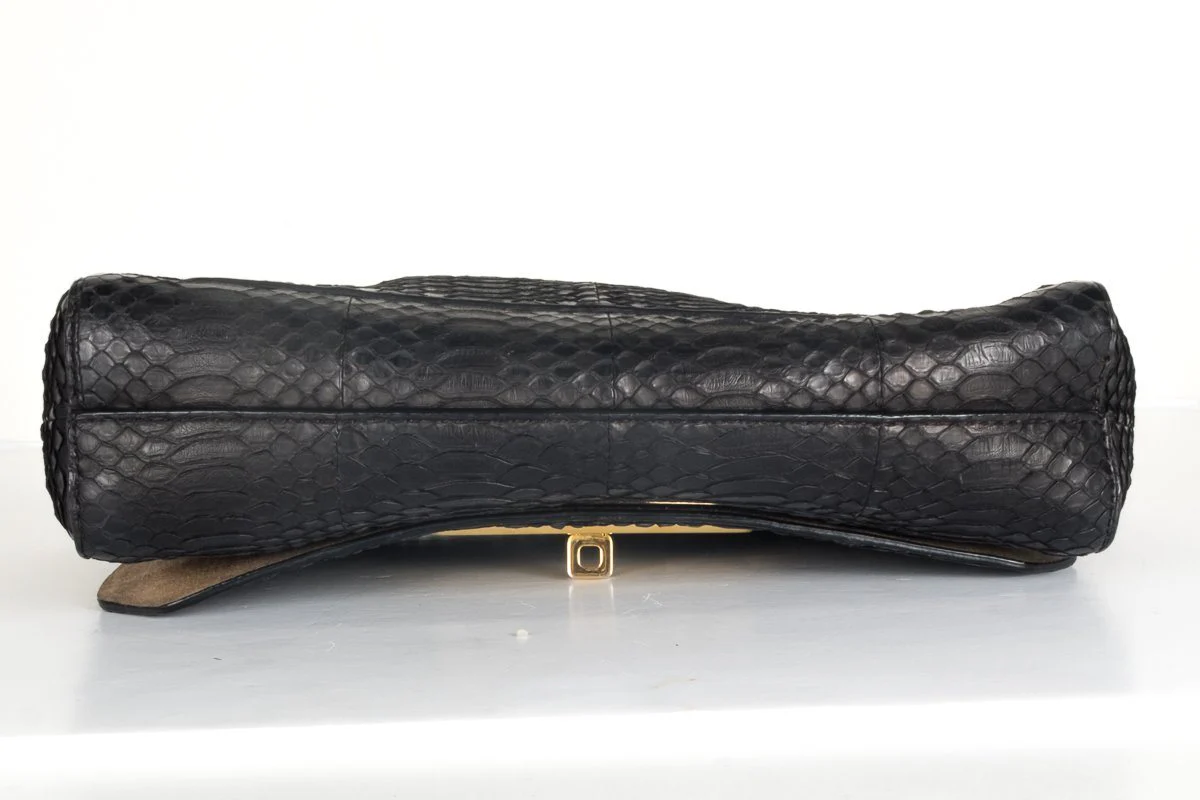 Michael Kors Black Leather Snakeskin Shoulder Bag - Image 6