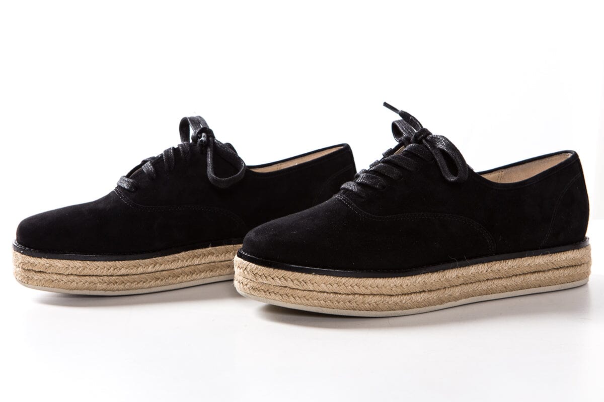 Michael Kors Collection Black Suede Espadrille Oxford SZ 39.5 Sale - Image 3