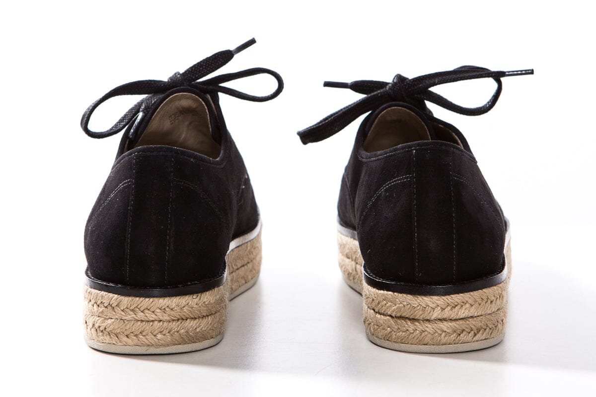 Michael Kors Collection Black Suede Espadrille Oxford SZ 39.5 Sale - Image 4