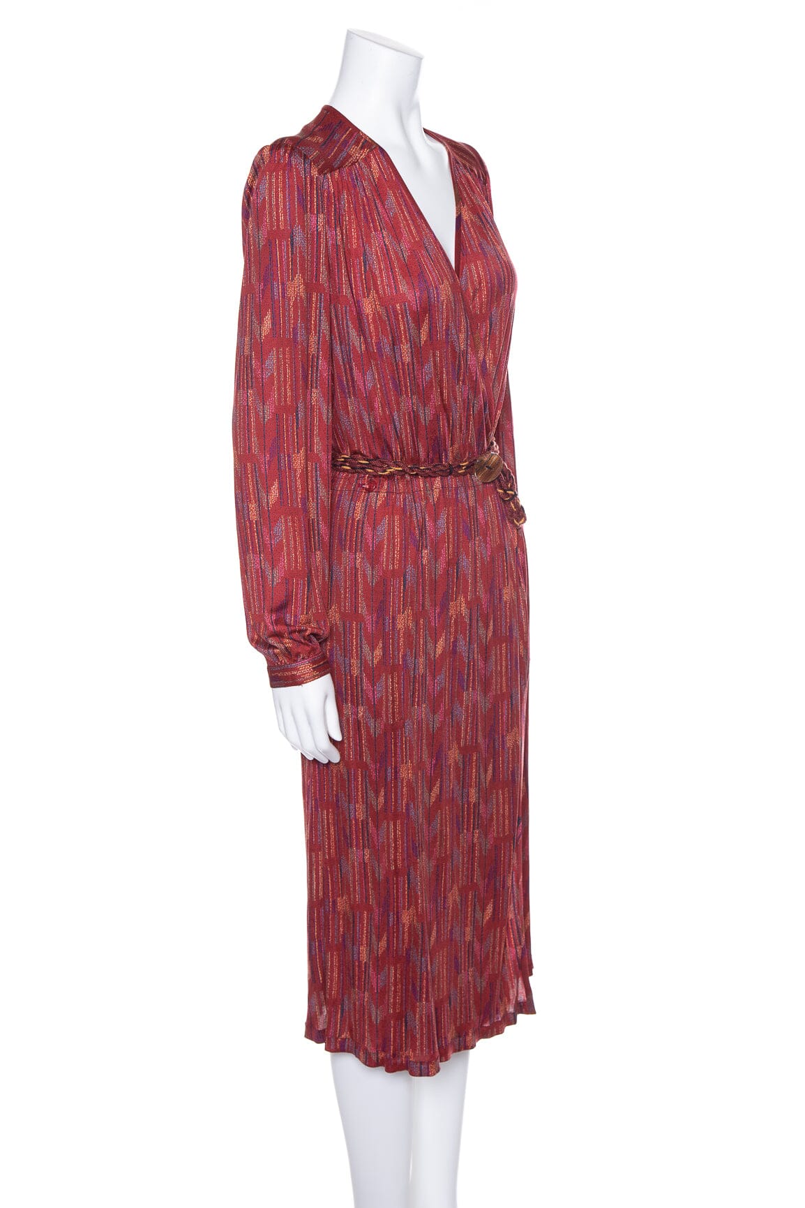 Missoni Red Printed Long Sleeve Wrap Dress SZ M - Image 2