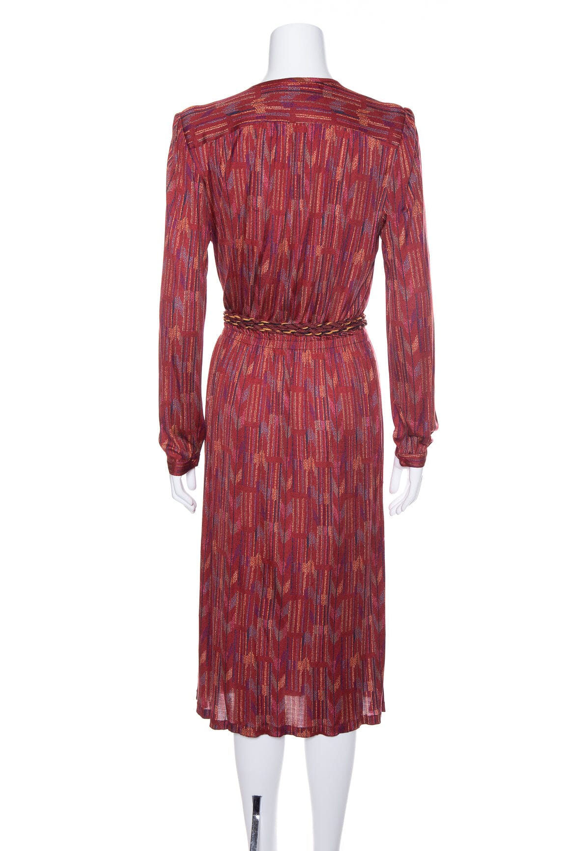 Missoni Red Printed Long Sleeve Wrap Dress SZ M - Image 3