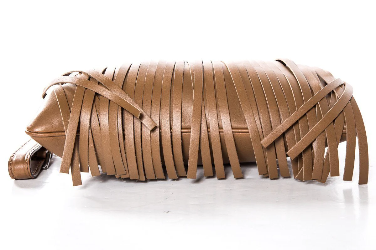 Miu Miu Light Brown Fringe Detail Leather Wristlet Clutch - Image 5