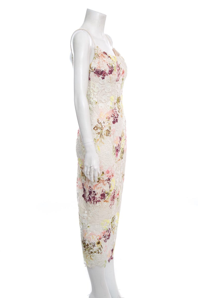 Monique Lhuillier Floral Lace Sleeveless Midi Dress SZ 4 - Image 2