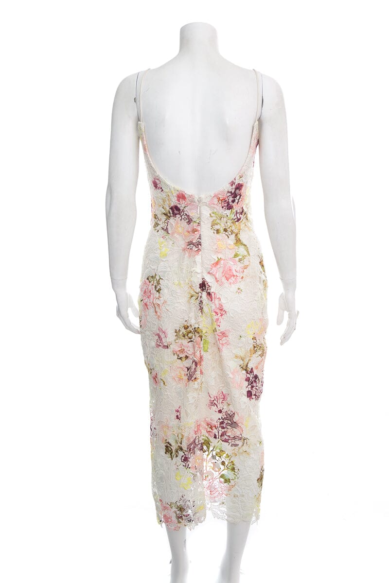 Monique Lhuillier Floral Lace Sleeveless Midi Dress SZ 4 - Image 3