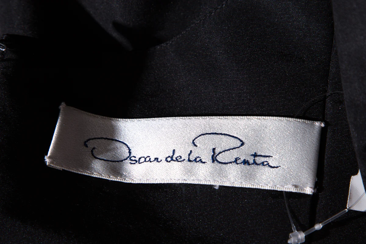 Oscar de la Renta Black Drop Waist Feather Dress SZ 12 - Image 4