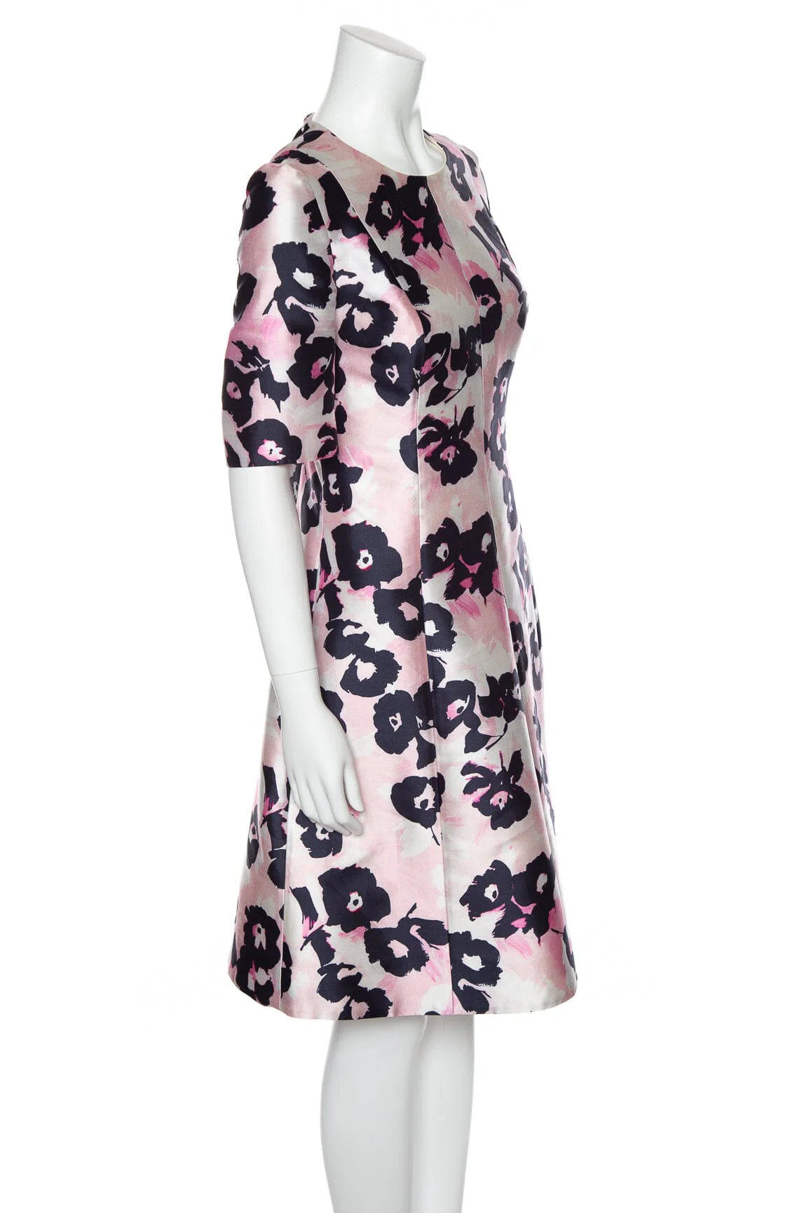 Oscar de la Renta Pink Printed Short Sleeve Dress SZ 8 - Image 2