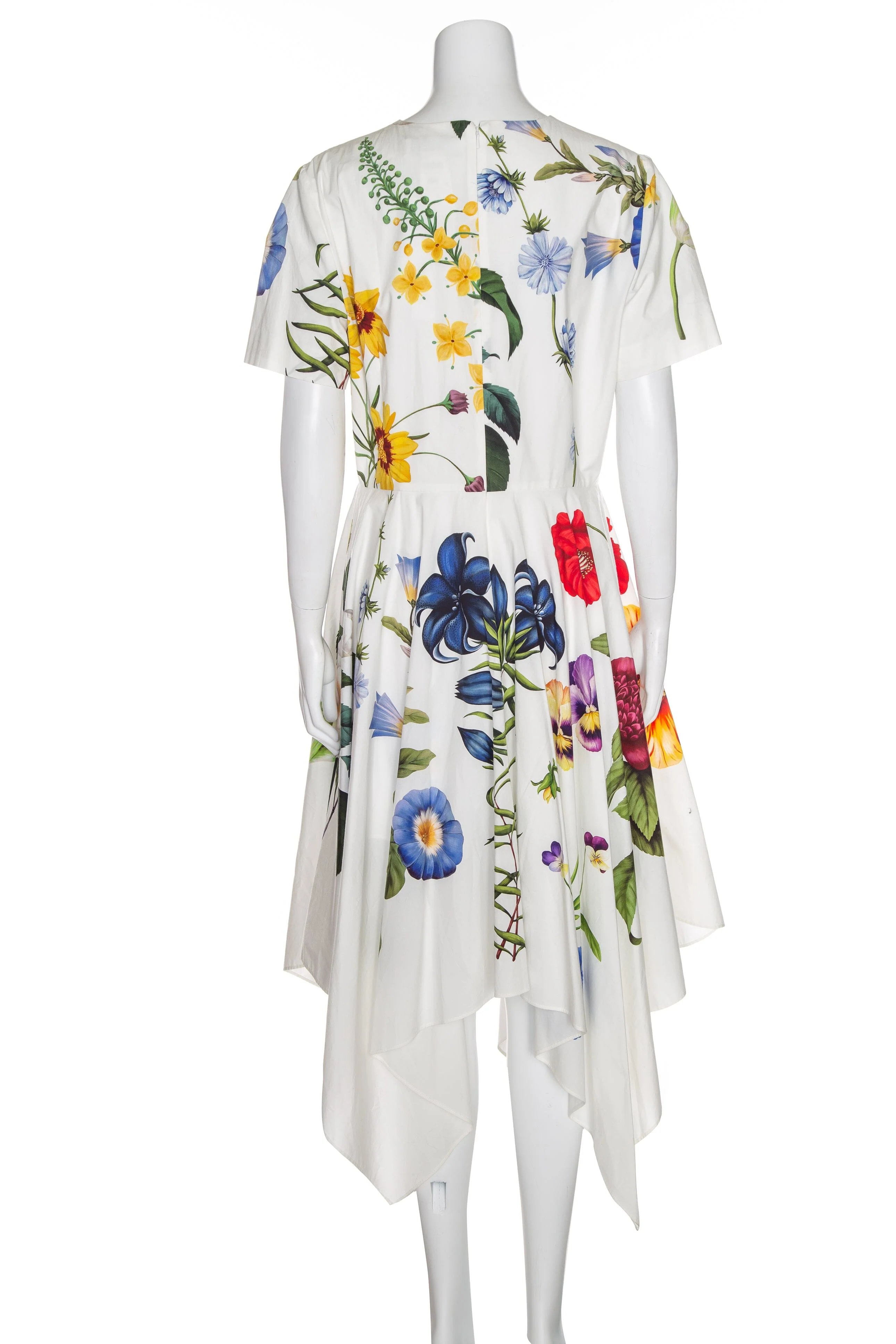 Oscar de la Renta White Floral Handkerchief Midi Dress SZ 12 NWT - Image 3