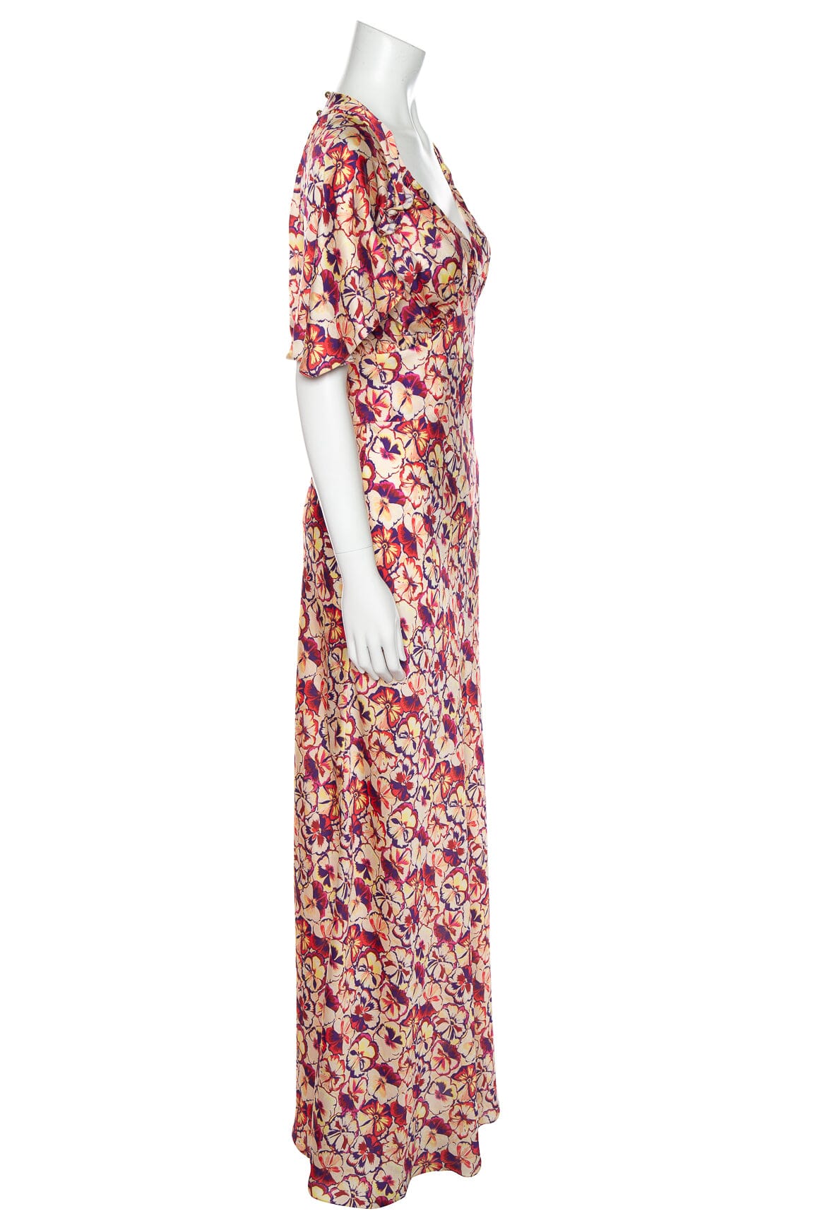 Paco Rabanne "Sunny" Red & Purple Pansy Print Maxi Dress SZ 34 NWT - Image 2