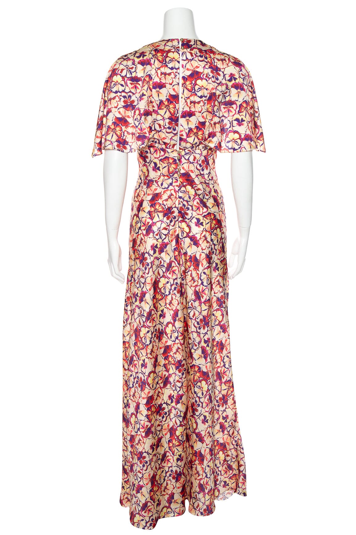 Paco Rabanne "Sunny" Red & Purple Pansy Print Maxi Dress SZ 34 NWT - Image 3