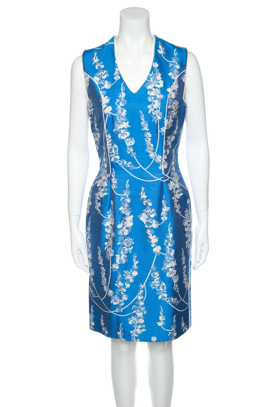 Peggy Jennings Blue and White Floral Sleeveless Dress SZ 4