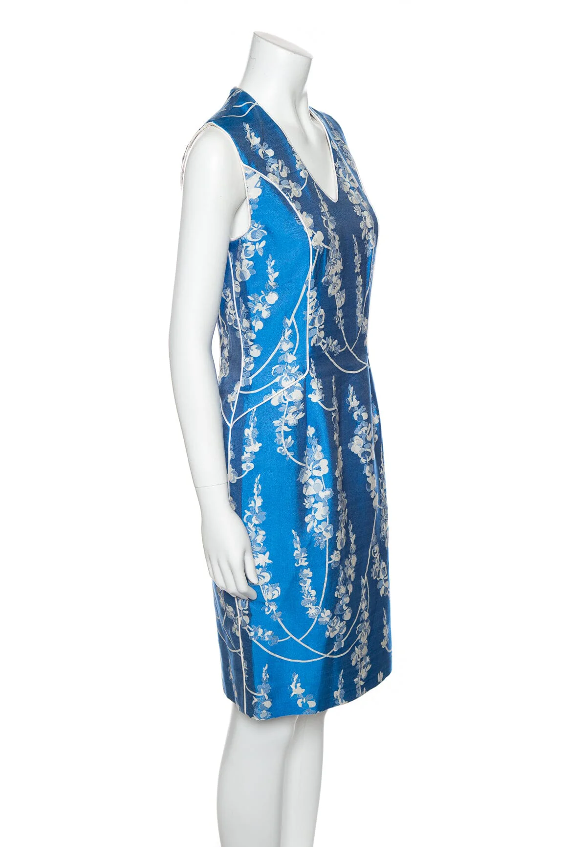 Peggy Jennings Blue and White Floral Sleeveless Dress SZ 4 - Image 2