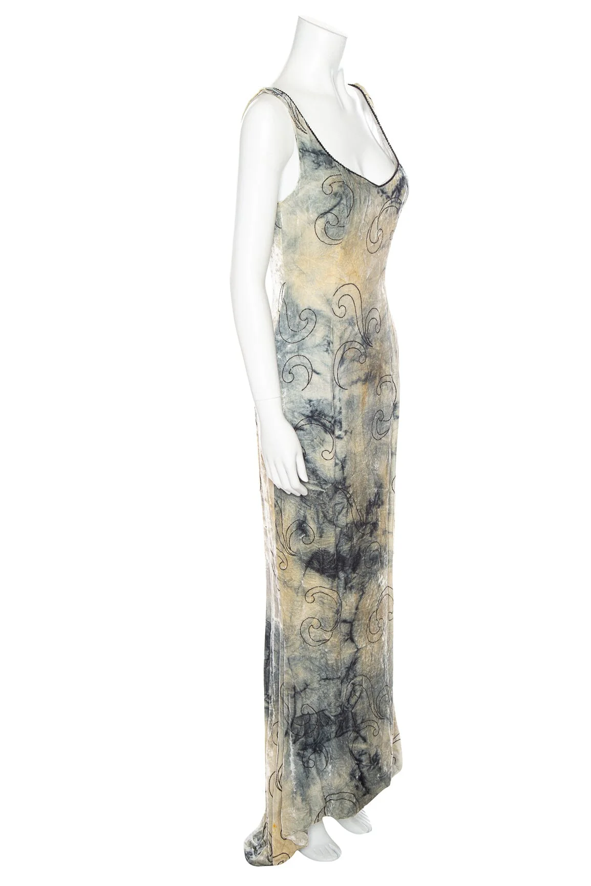 Peggy Jennings Multi Dark Grey and Blue Swirl Pattern Dress SZ 4 - Image 2