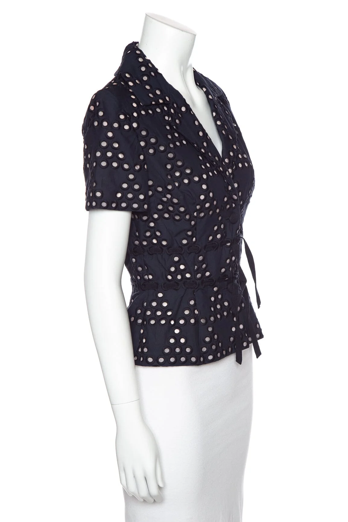Peggy Jennings Navy Eyelet Detail Jacket SZ 4 - Image 2