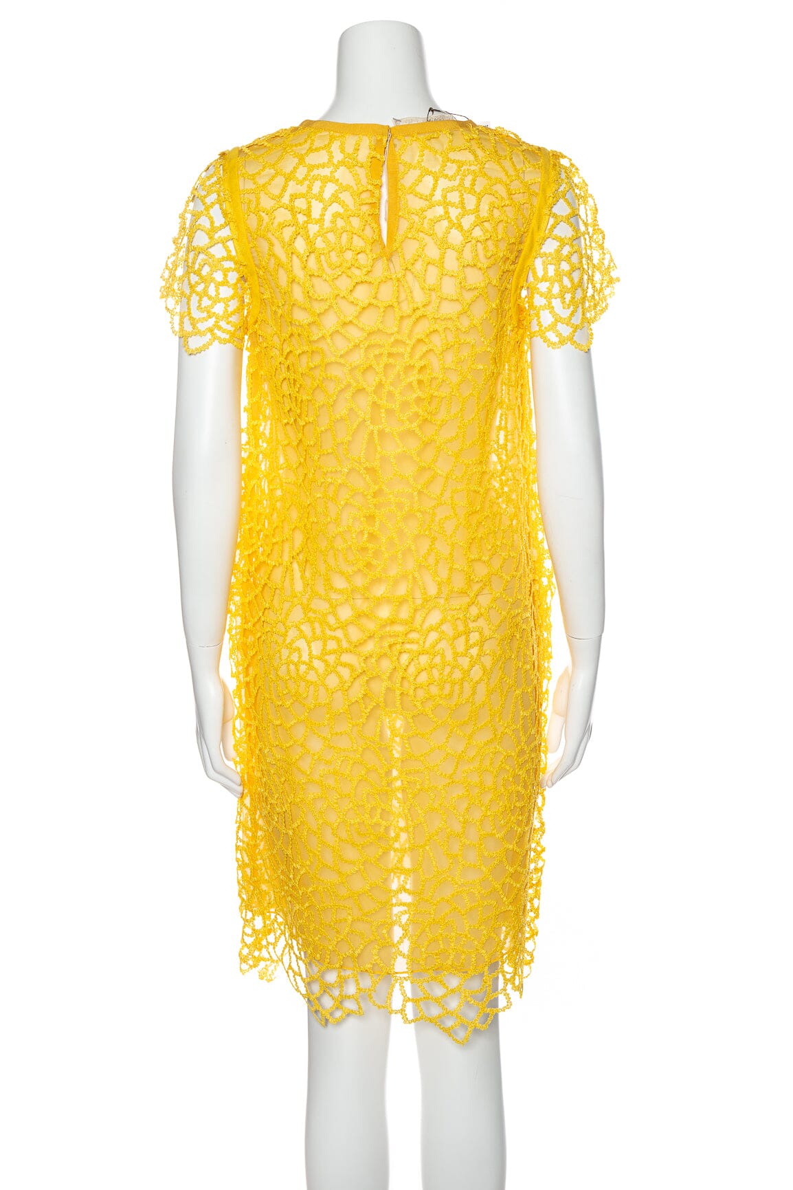 Peggy Jennings Yellow Sheer Embroidered Short Sleeve Dress SZ 4 - Image 3