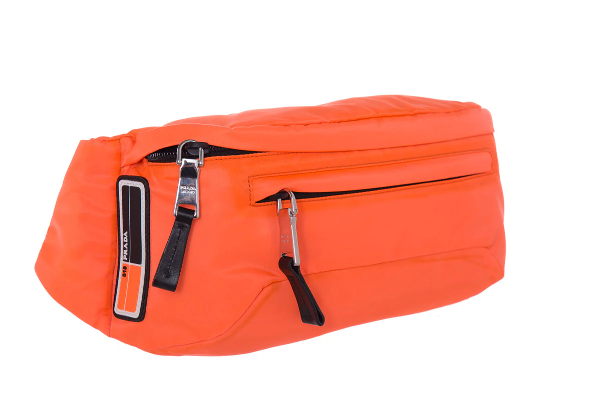 Prada Neon Orange Technical Front Fanny Pack - Image 4