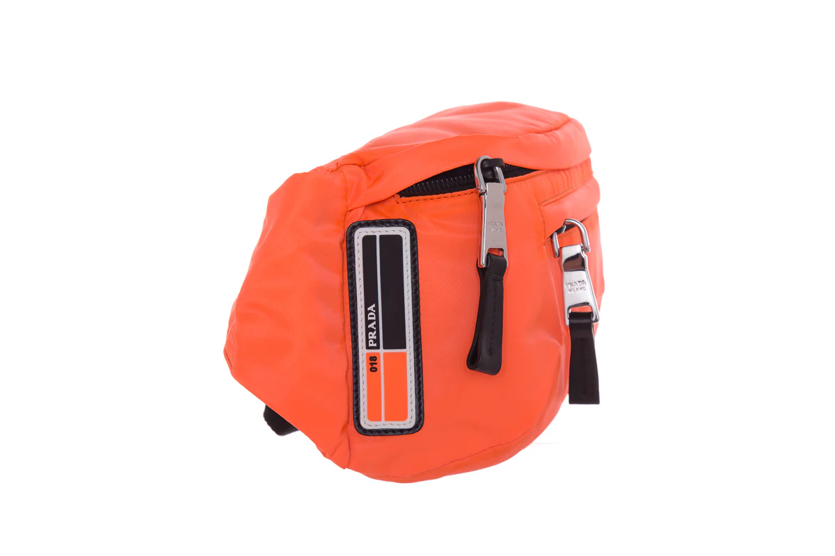 Prada Neon Orange Technical Front Fanny Pack - Image 5