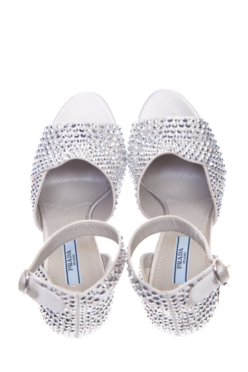 Prada Silver Embellished Heels SZ 37.5 - Image 5