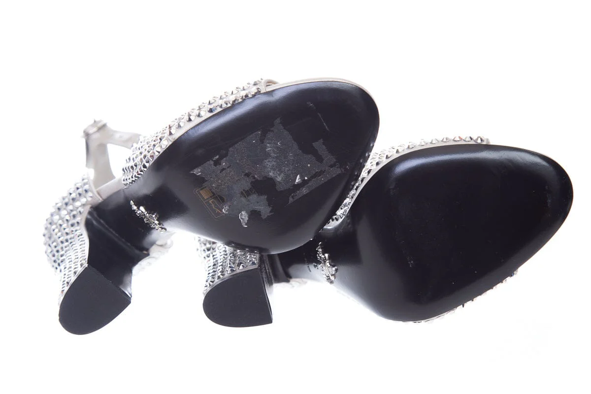Prada Silver Embellished Heels SZ 37.5 - Image 6