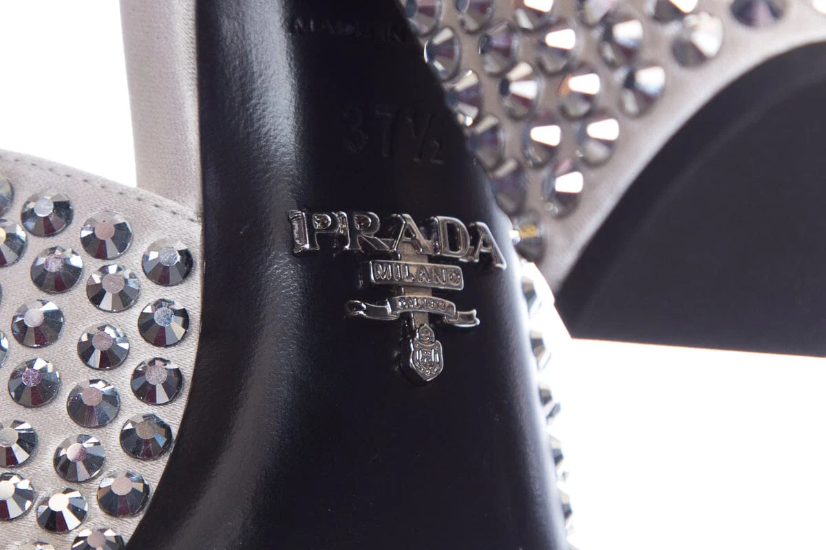 Prada Silver Embellished Heels SZ 37.5 - Image 7