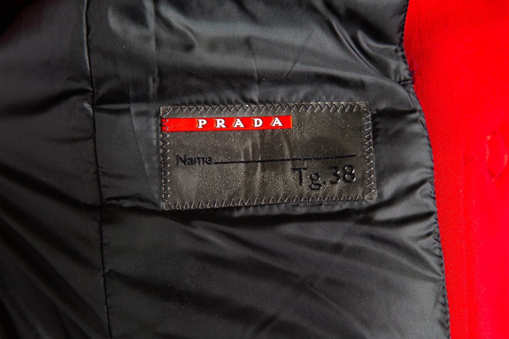 Prada Sport Red Nylon Mock Neck Zip Up Jacket SZ 38 - Image 5