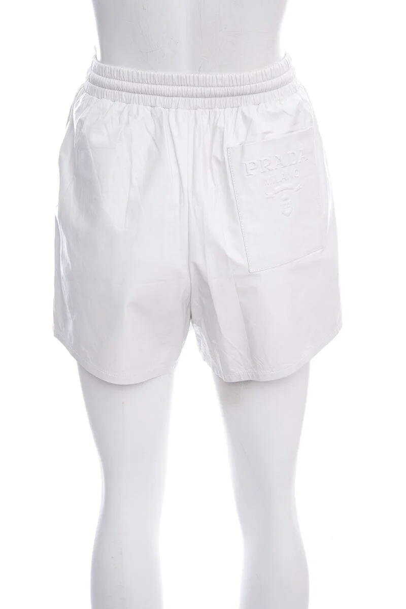 Prada White Leather Shorts SZ 38 - Image 3