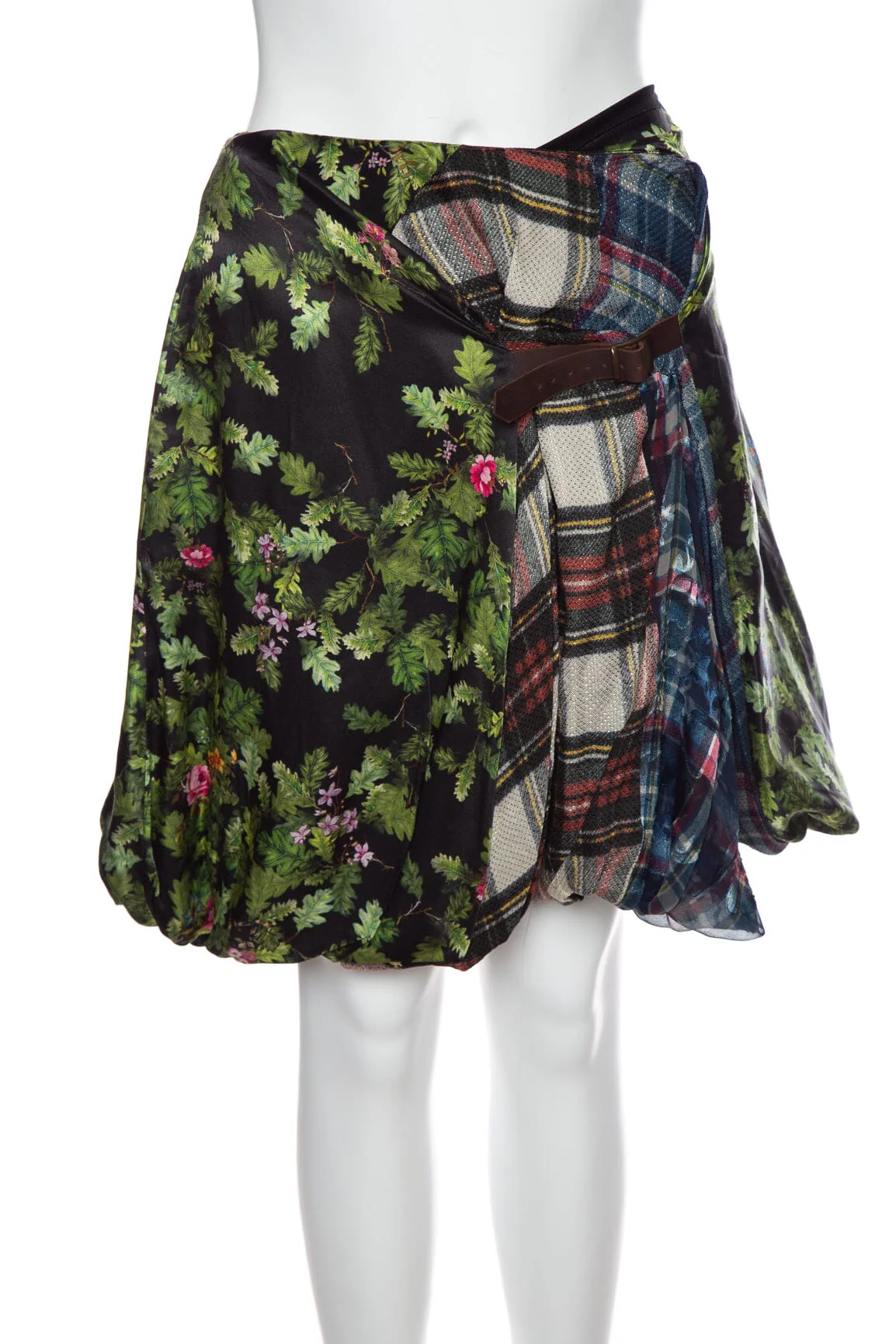 Preen By Thornton Bregazzi Floral & Plaid Sydney Skirt SZ XS NWT