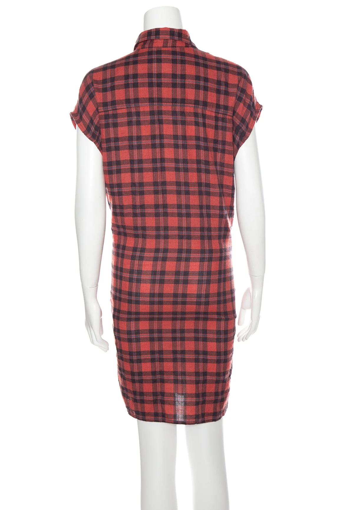 R13 Red Plaid Button Up Wrap Dress SZ XS - Image 3