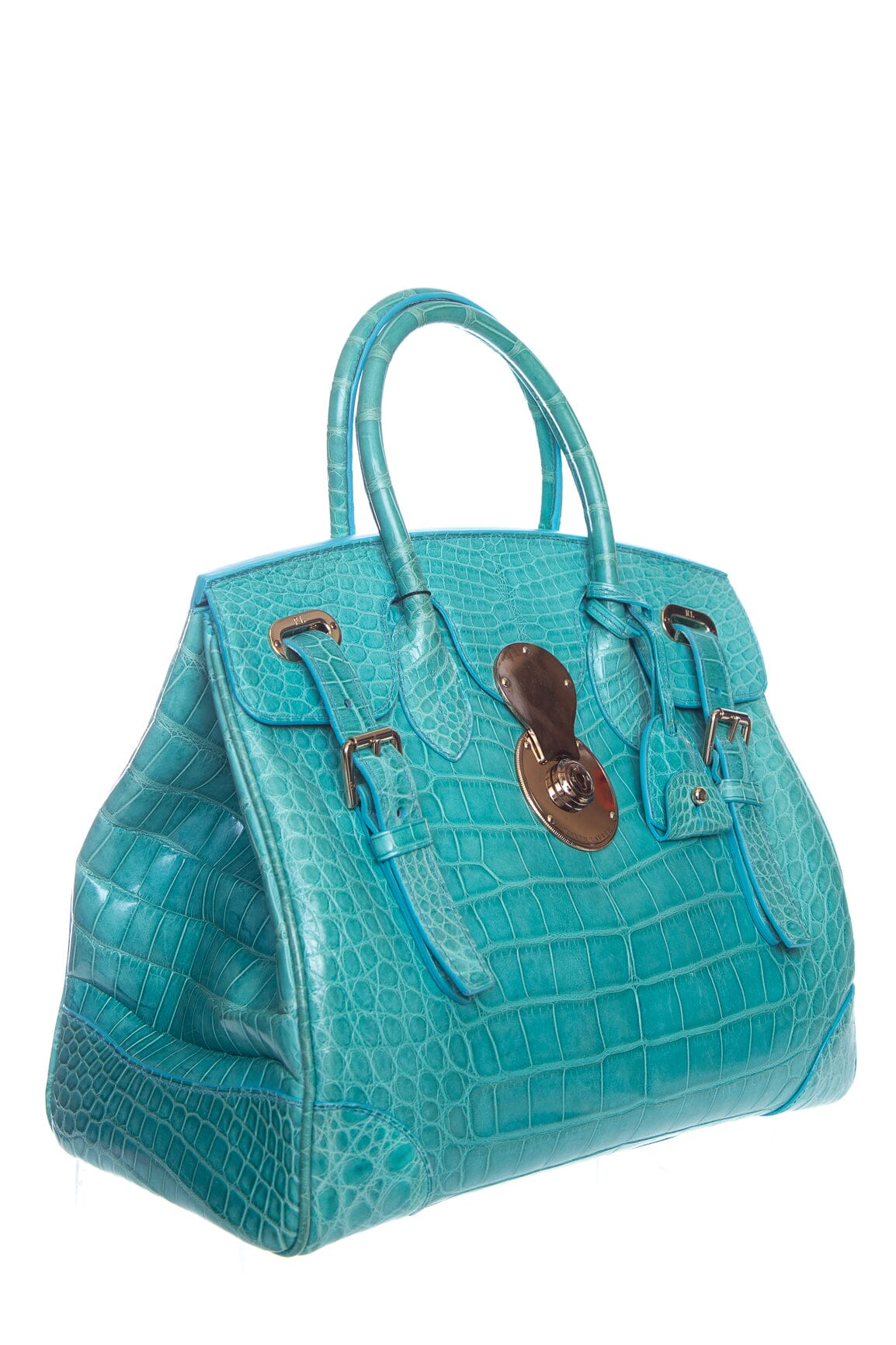 Ralph Lauren Blue Crocodile Ricky Handbag - Image 2