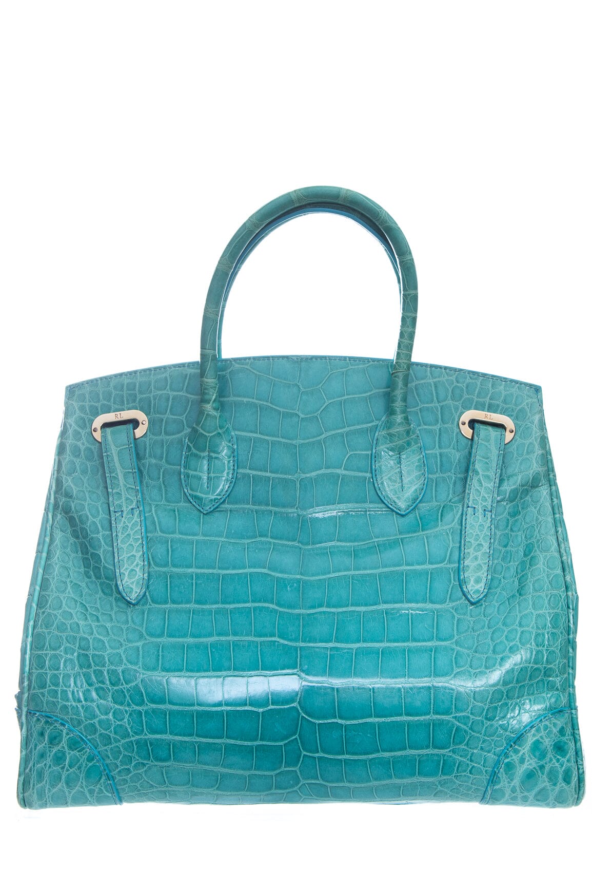 Ralph Lauren Blue Crocodile Ricky Handbag - Image 3