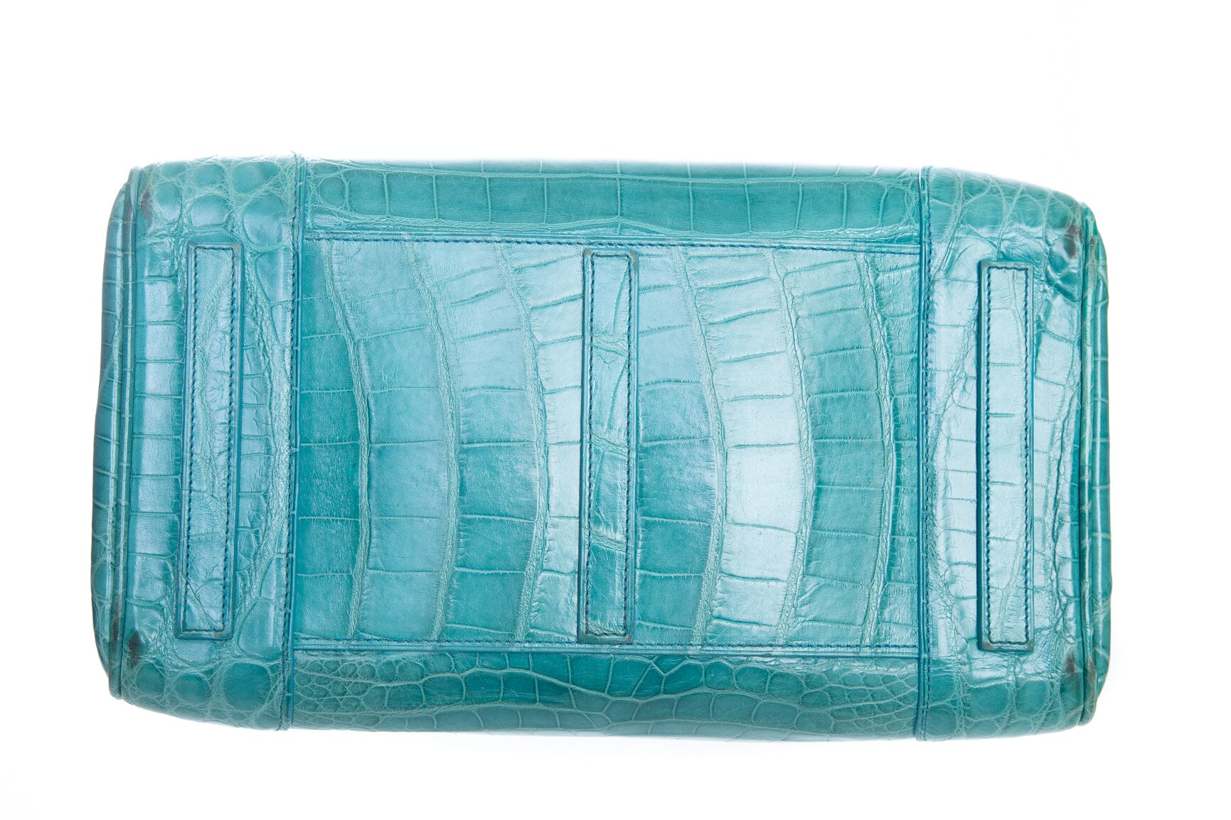 Ralph Lauren Blue Crocodile Ricky Handbag - Image 4