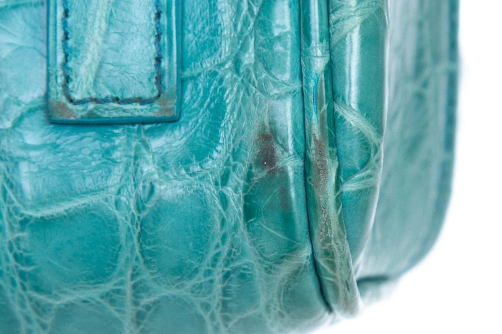 Ralph Lauren Blue Crocodile Ricky Handbag - Image 6