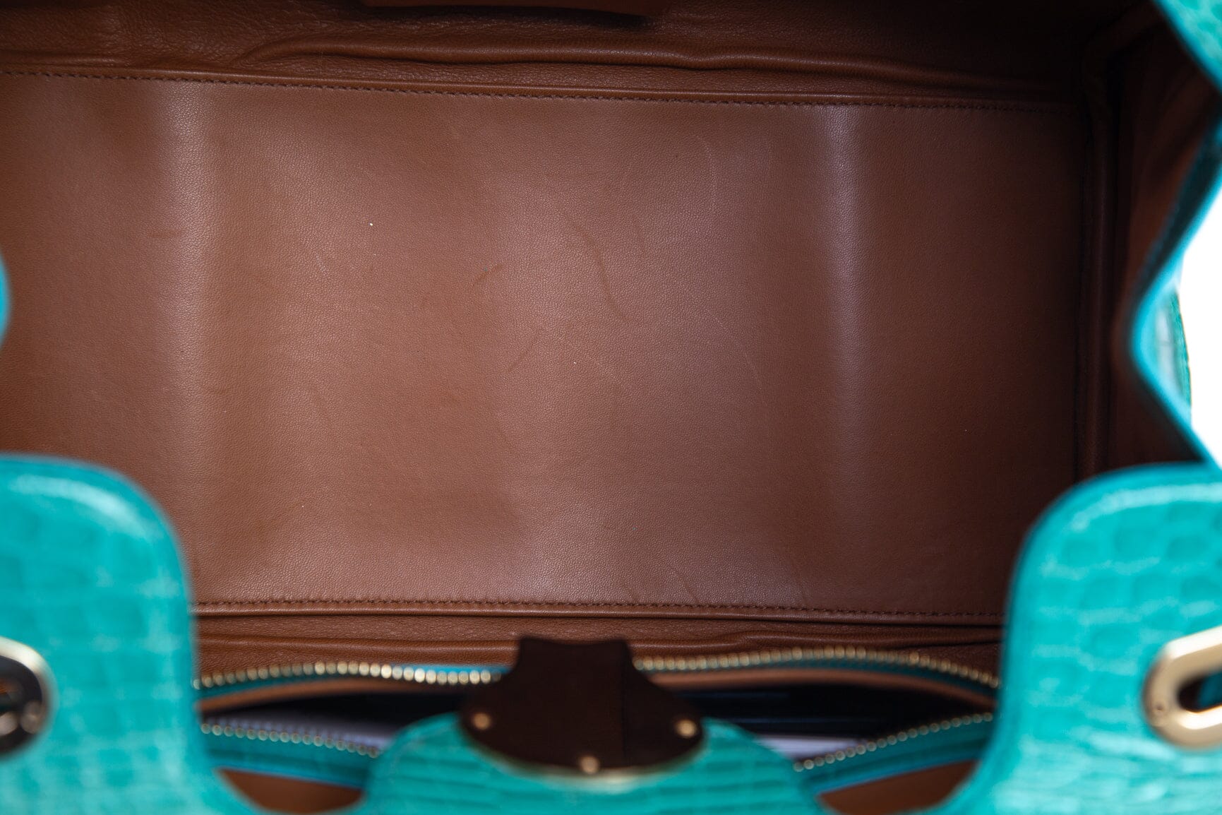 Ralph Lauren Blue Crocodile Ricky Handbag - Image 9