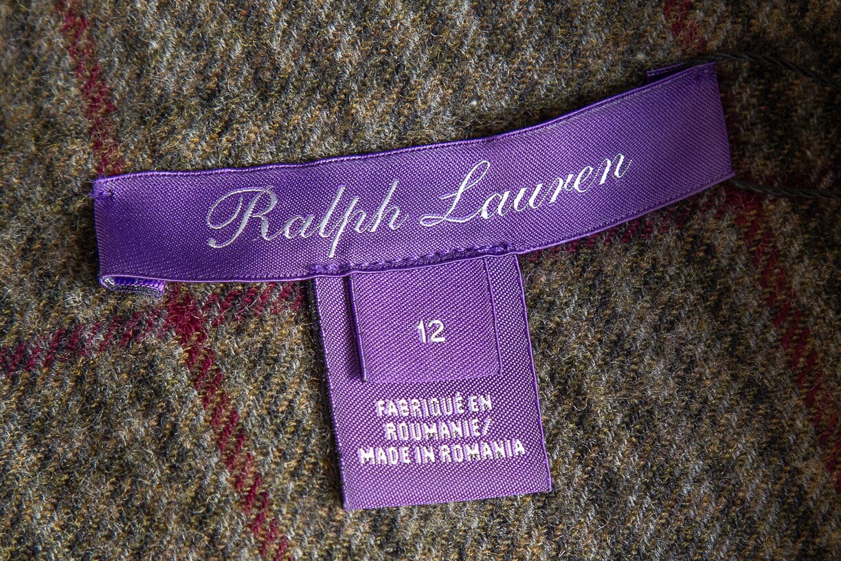 Ralph Lauren Purple Label Green Plaid Button Up Belted Jumpsuit - Image 4