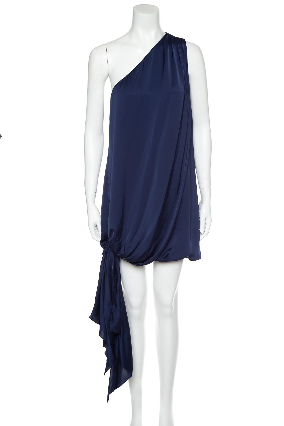 Ramy Brook Navy Roxanne One-Shoulder Silk Dress SZ 4 NWT